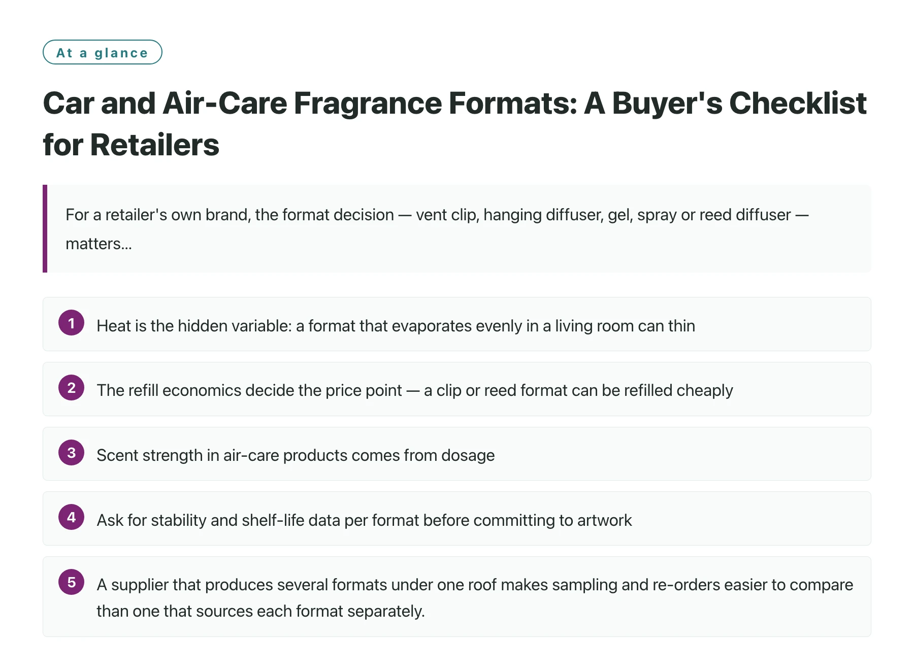 Car and Air-Care Fragrance Formats: A Buyer's Checklist for Retailers——全文要点速览